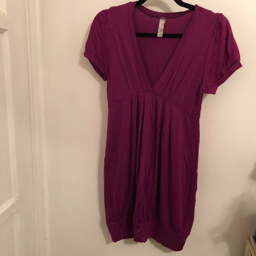 Purple V-neck Dress
